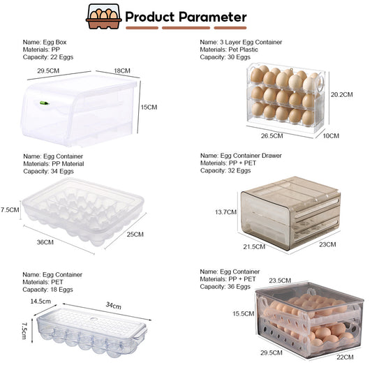 Locaupin Kitchen Egg Collection Container Tray Countertop Keep Fesh Storage Fridge Organizer Bin