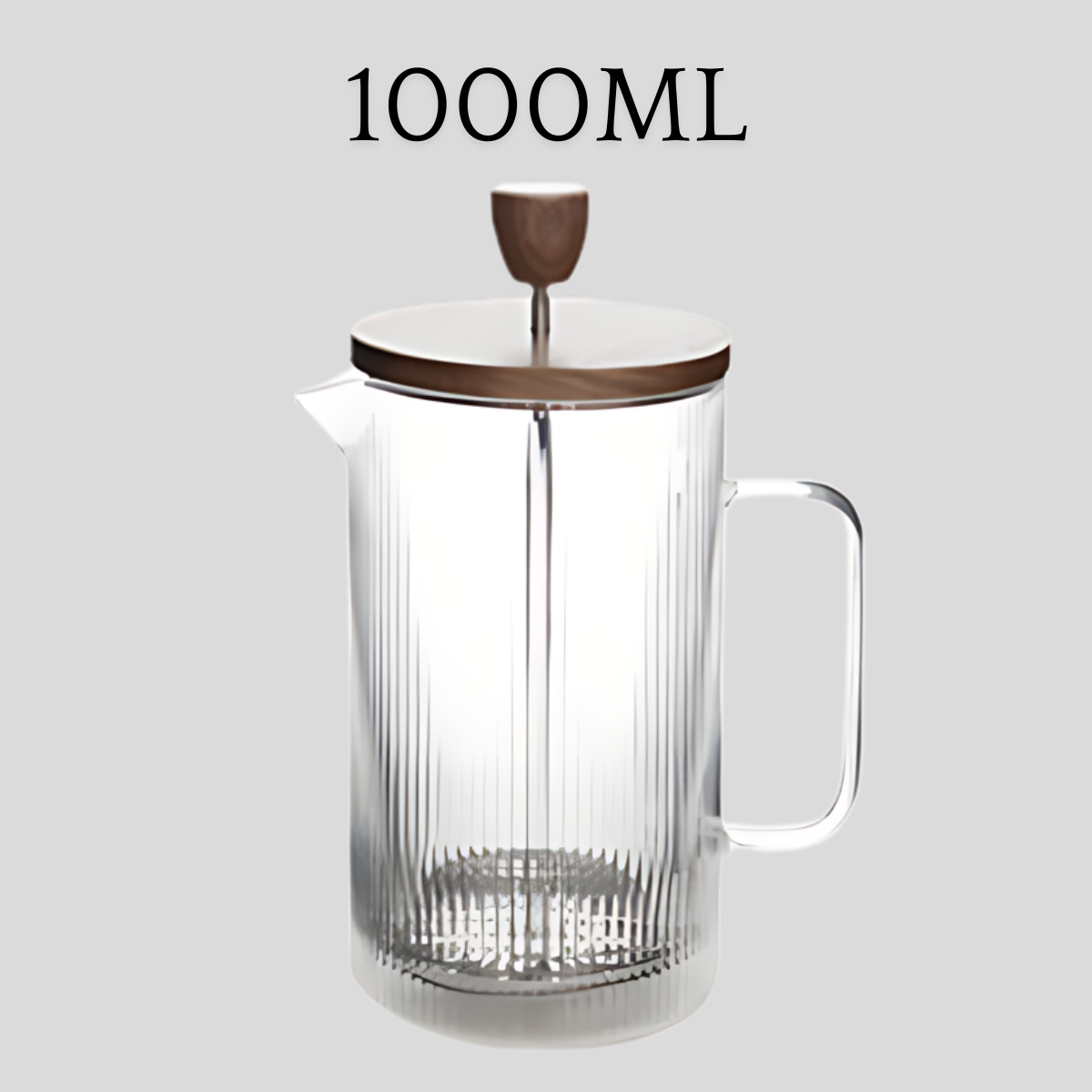 Locaupin French Press Coffee Maker with Handle and Walnut Wood Lid High Quality Hot and Cold Resistant Borosilicate Glass Pot