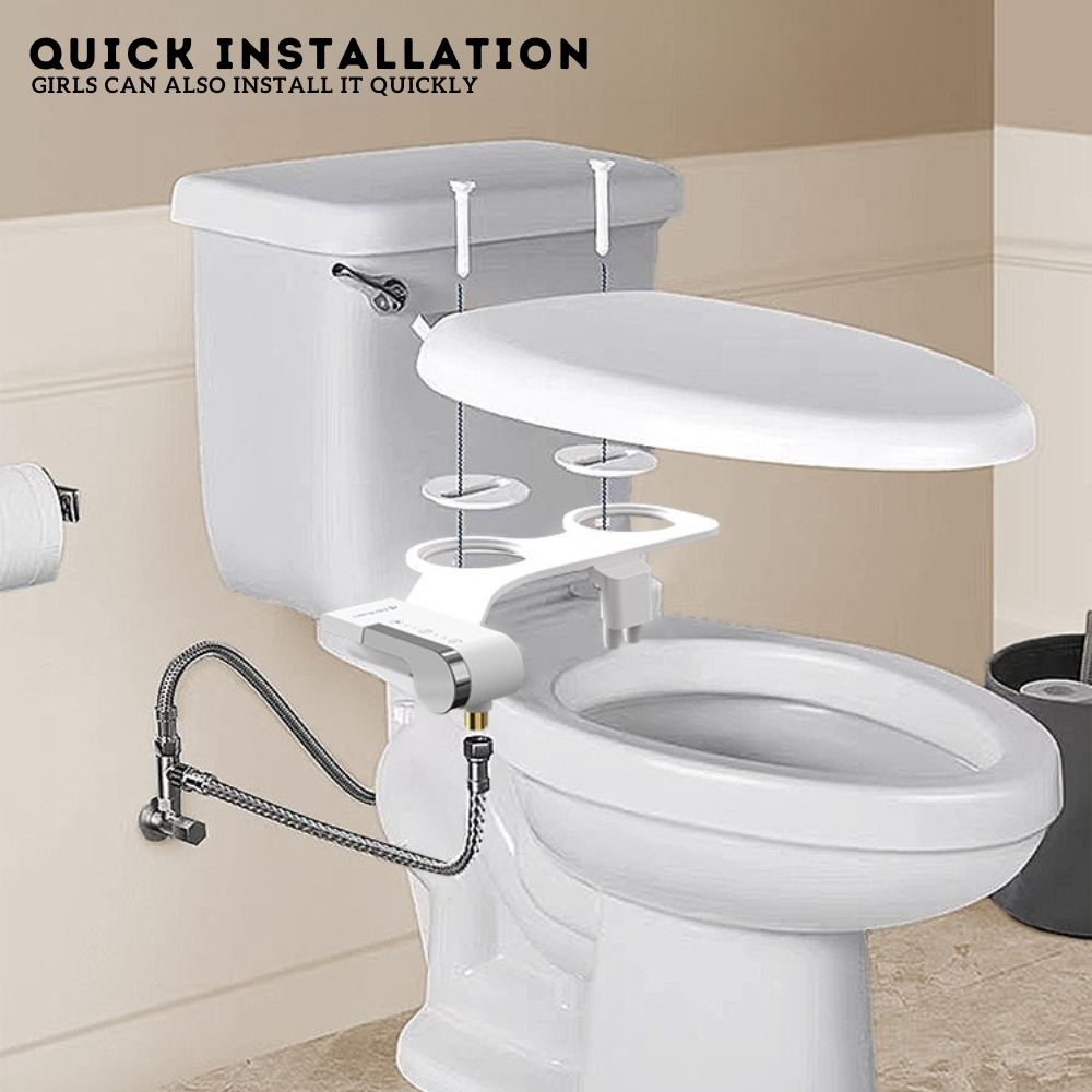 Locaupin Bathroom Toilet Bidet with Dual Nozzle Washing with Ultra-Thin Design Compatible for Most Toilets
