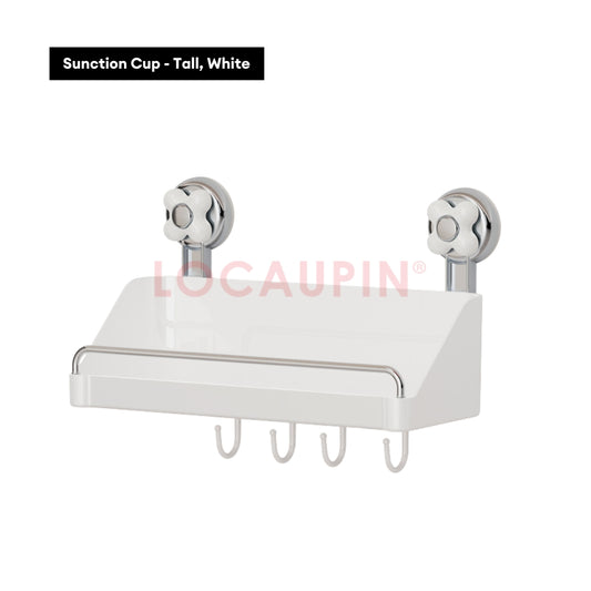 LOCAUPIN Wall Mounted Kitchen Racks Organizer Hanging Multifunctional Sunction Cup Spice Rack Storage Space Saving Shelf