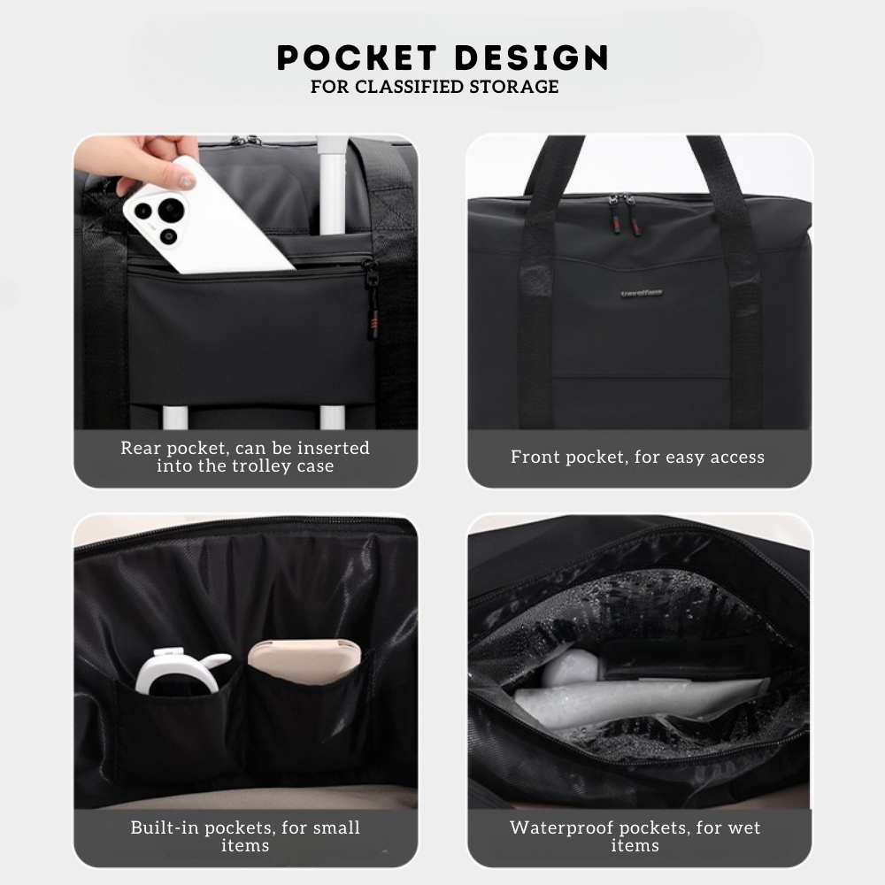 Locaupin Stylish Expandable Luggage Bag Waterproof Travel Large Capacity Storage High Quality Handbag with Multiple Compartment