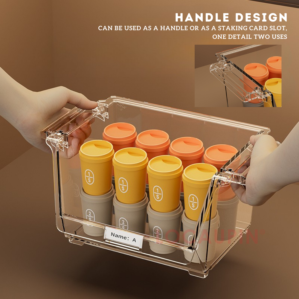 Locaupin Multifunctional Transparent Stackable Storage Box Space Saving High Quality Organizer for Kitchen Bathroom and Office