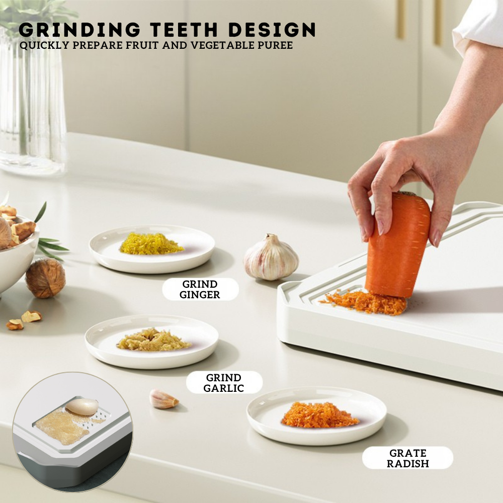 Locaupin Double-Sided Chopping Board with Hidden Knife Sharpener and Bottom Bracket Standing Design Multipurpose Kitchen Use