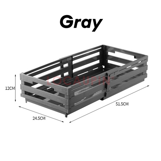 Locaupin Multifunctional Extendable Storage Basket Large Capacity Clothes Snacks Drinks Sorting Box Kitchen Wardrobe Outdoor Use