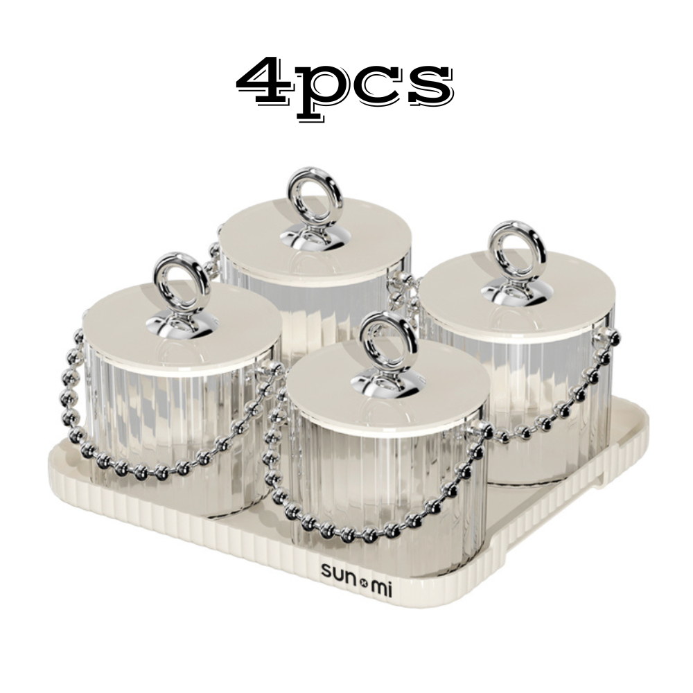 Locaupin Aesthetic Storage Jar Set with Tray Candy Nuts Chocolate Dried Fruits Container Home Snacks Organizer