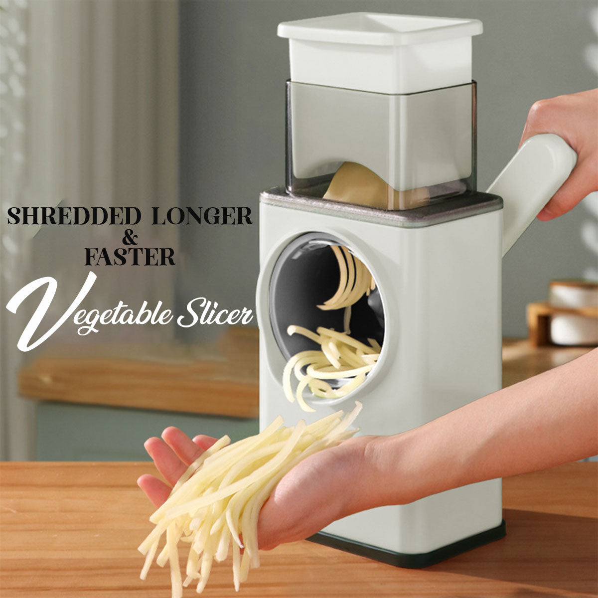 LOCAUPIN Multifunctional 3 Stainless Blade Shredder Food Vegetable Slicer Potato Strip Rotary Grater