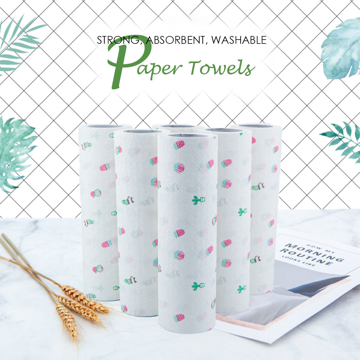 LOCAUPIN 1 Roll Kitchen Paper Towel Oil-Proof Water Absorbent Washable Reusable Cleaning Tissue
