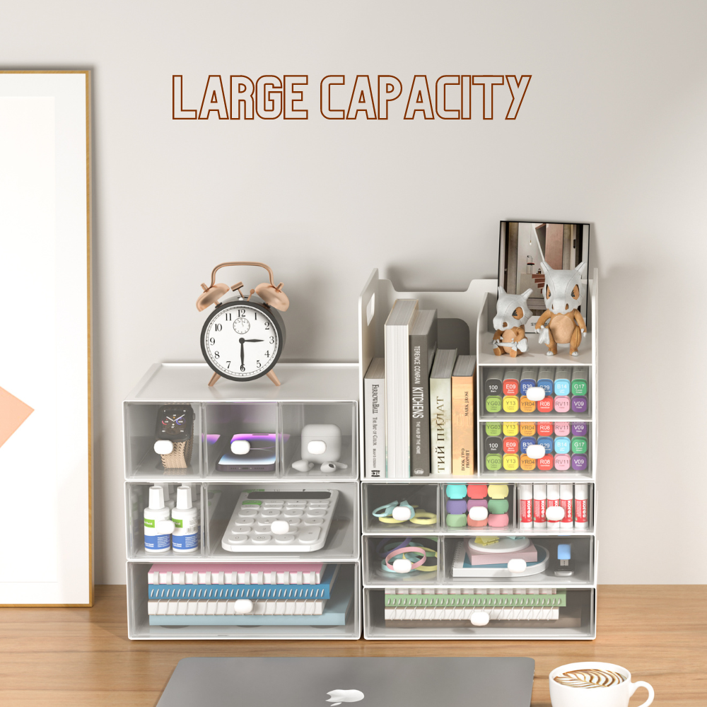 LOCAUPIN Multifunctional Office Desktop Drawer Organizer Stationery Cosmetic Storage Display Shelf
