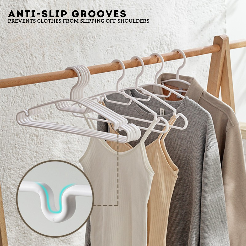 Locaupin 5 Pieces Anti-Slip Hanger with Groove Design Heavy Duty Flexible Wardrobe Laundry Organizer High Quality Clothes Holder