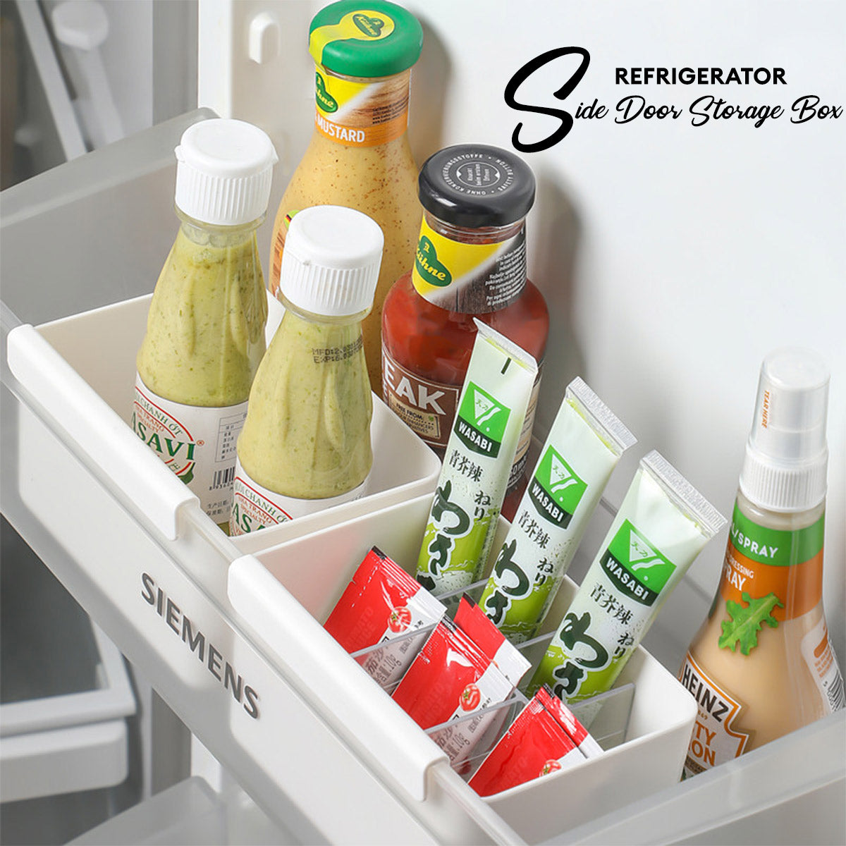 Locaupin Refrigerator Door Organizer Hanging Shelf with Removable Divider Multifunctional Wall Mounted Food Storage Bin Container