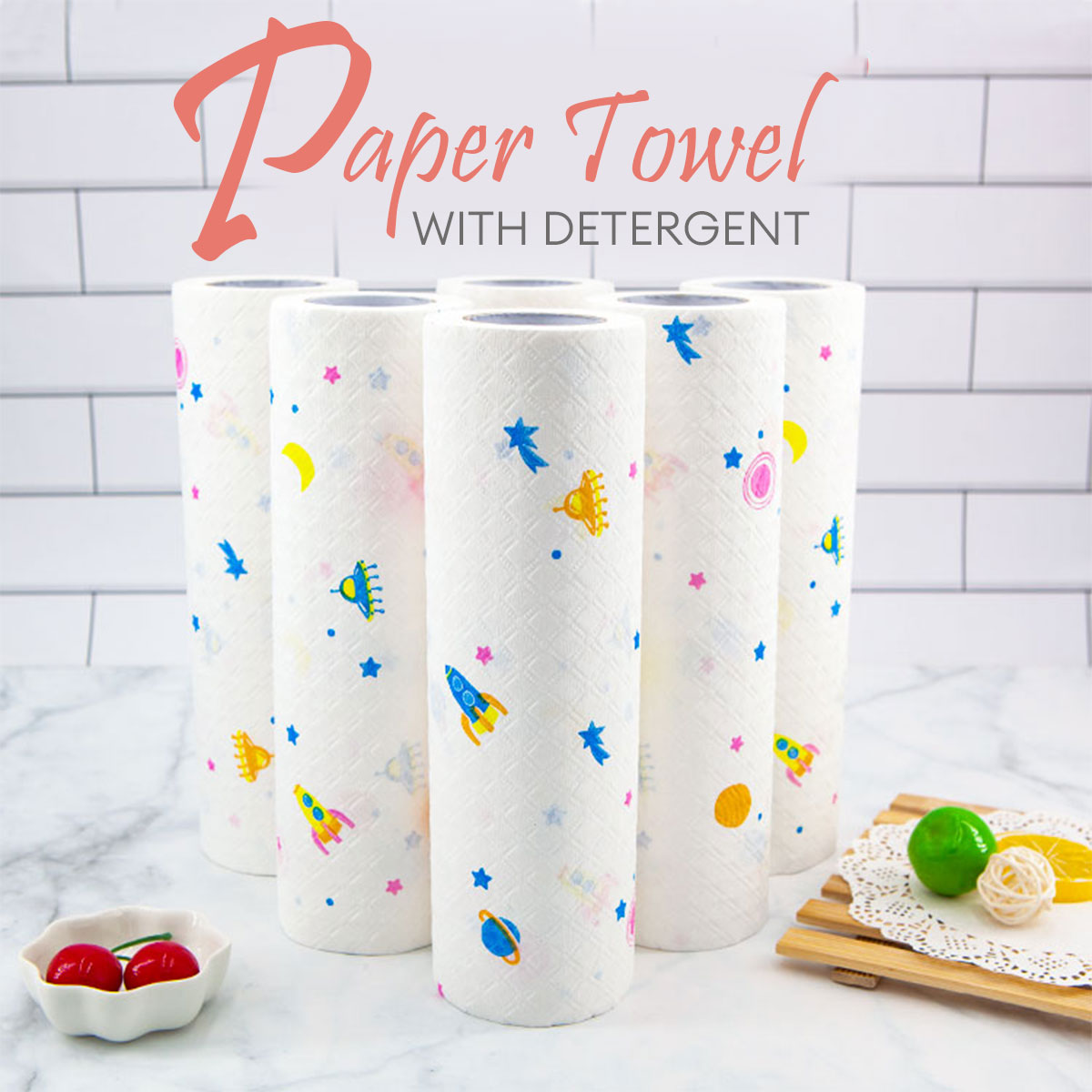 LOCAUPIN Tear Resistant Paper Towel Roll Self Contain Detergent Absorbent Reusable Tissue Napkin