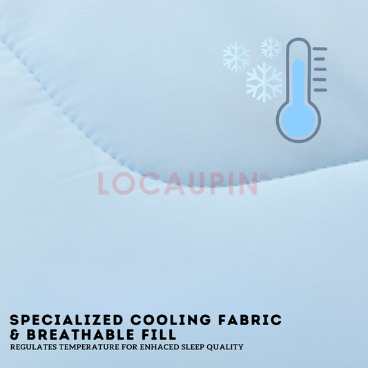 Locaupin CoolMax Double Sided Cooling Blanket Cool and Soft Comforter with Skin-Friendly Material for Warm Nights or Everyday Use