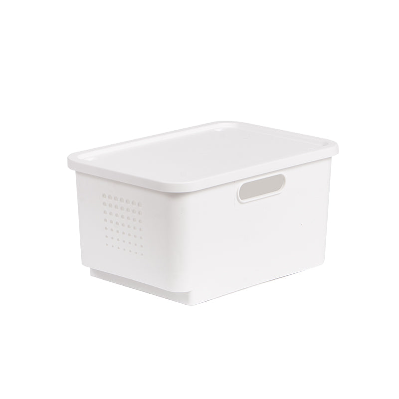 Locaupin Multipurpose White Storage Box Organizer Bin Front Wheel Easy Transport Handle Closet Shelf Container with Lid