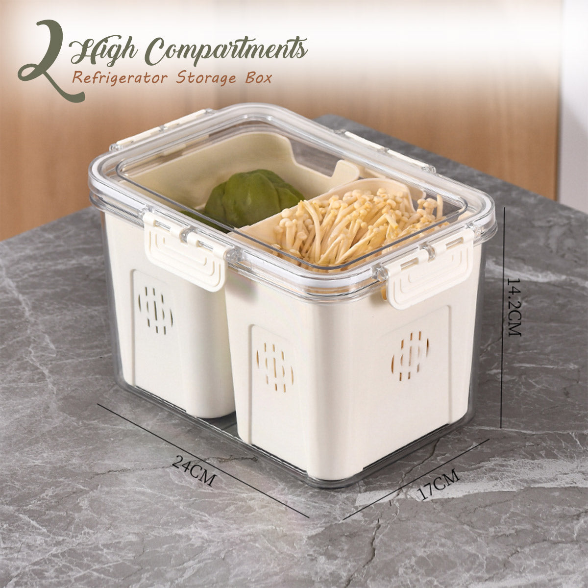 LOCAUPIN Food Container Washing Fruit Vegetable Storage Locking Lid Fridge Organizer Compartment