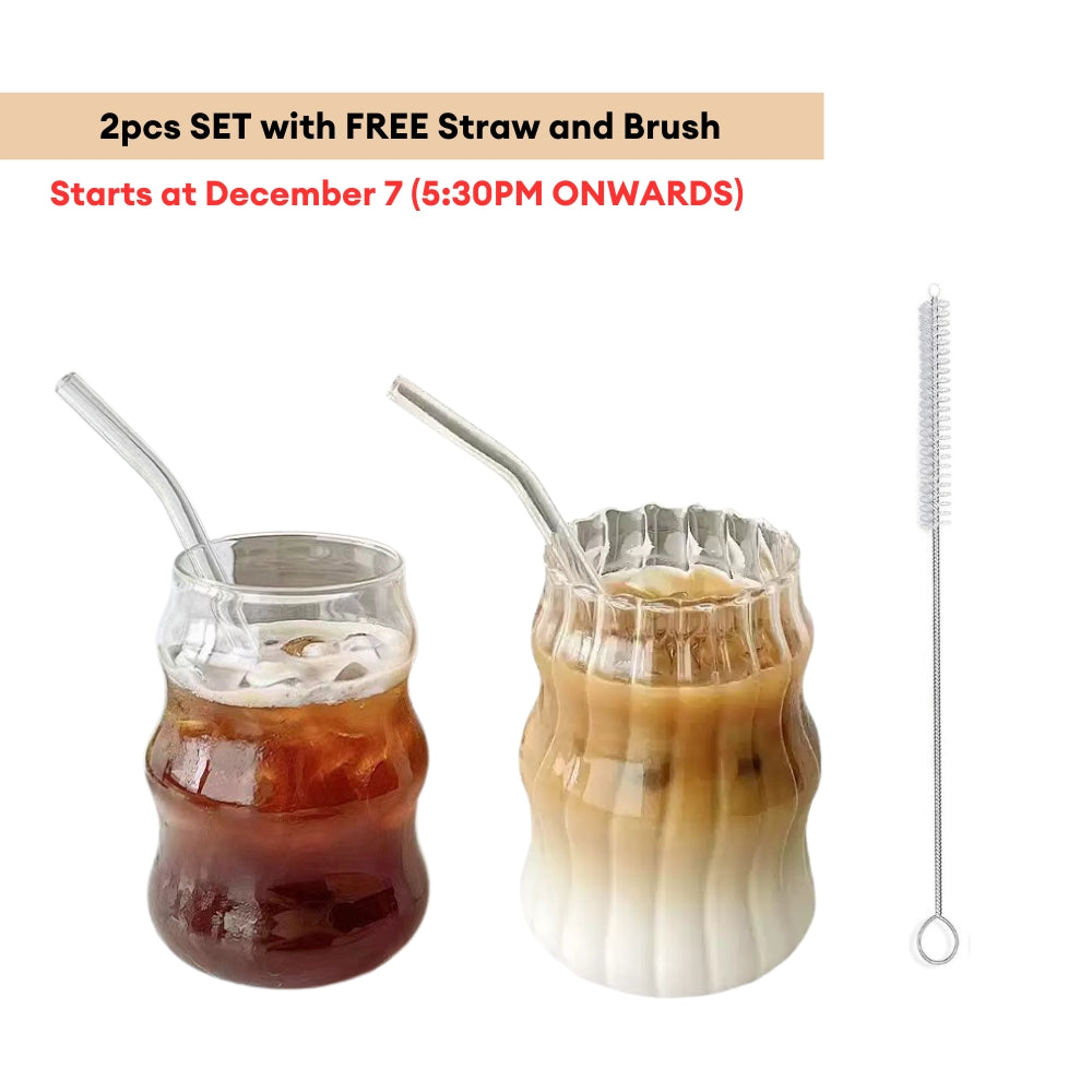 LOCAUPIN Curve Coffee Latte Borosilicate Glass Mug Christmas Gift Aesthetic Nordic Water Cup