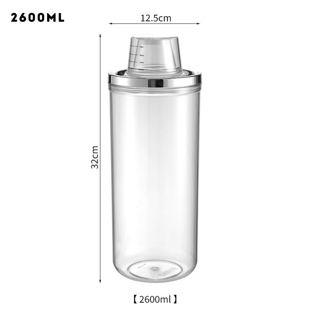 Locaupin Transparent Airtight Canister with Measuring Cup Lid Dust-Proof Insect-Proof Moisture-Proof Beans Grains Flour Storage