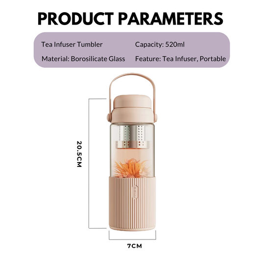 LOCAUPIN Tea Water Separation Infuser Bottle Brewer Glass Portable Tumbler Drink Gift for Women Mom