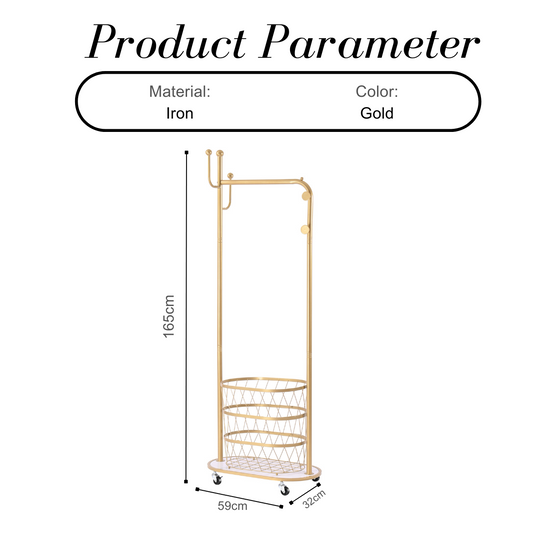 LOCAUPIN Rolling Laundry Hamper Basket Hanger Rack Wardrobe Closet Organizer Dirty Clothes Storage