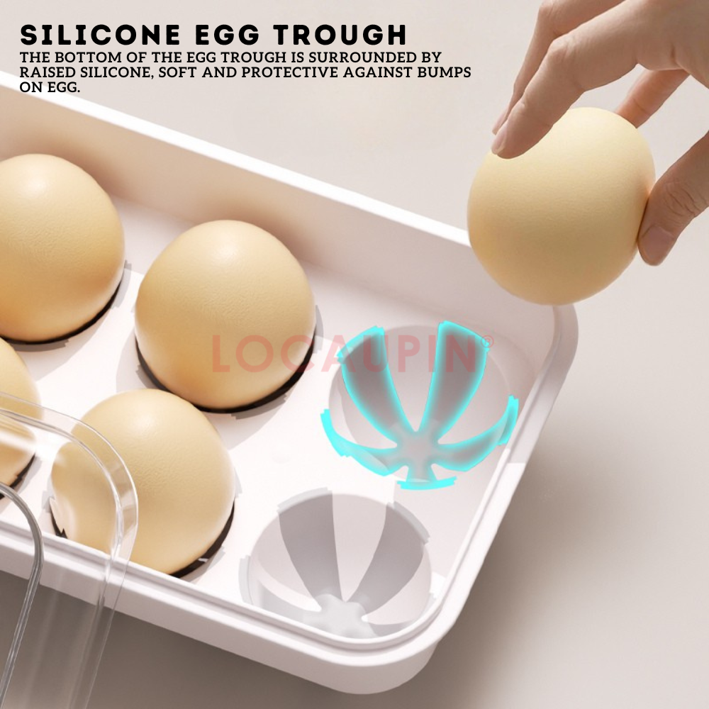 Locaupin 12 Compartment Egg Container with Transparent Lid Durable Space Saver Refrigerator Storage Stackable Anti-Collision Tray