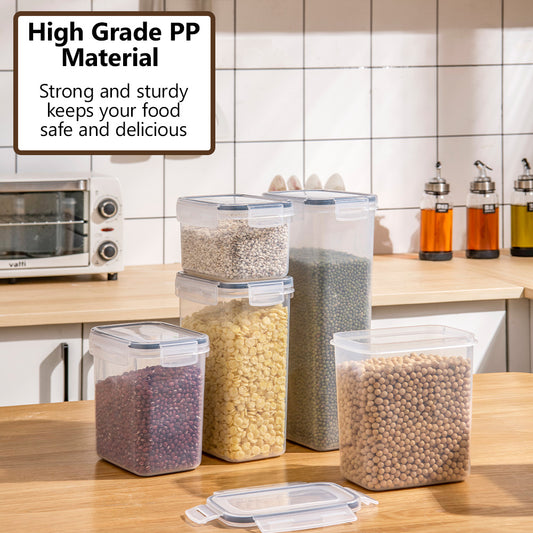 Dry Food Storage Containers Leak Proof Silicon Sealing Lock Lid Multipurpose Grain Powder Cereal Canister Jar