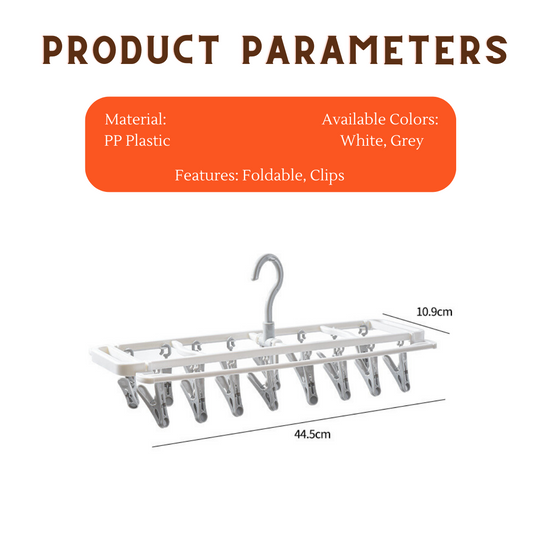 LOCAUPIN 16clips Space Saver Foldable Hanger Rotating Hook Undergarment Socks Bras Clips Organizer