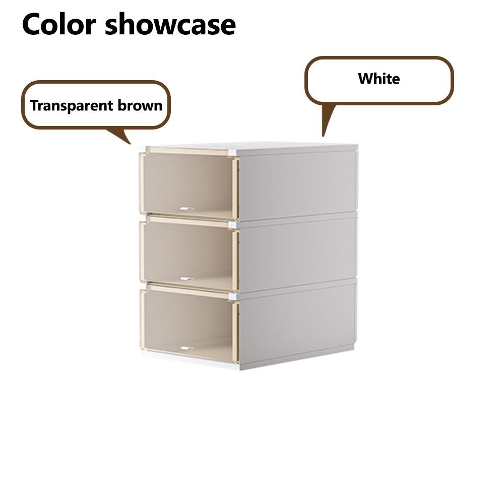 3pcs Set Dual Opening Dust Proof Shoe Box Stackable Closet Organizer Space Saving Sneaker Display Case