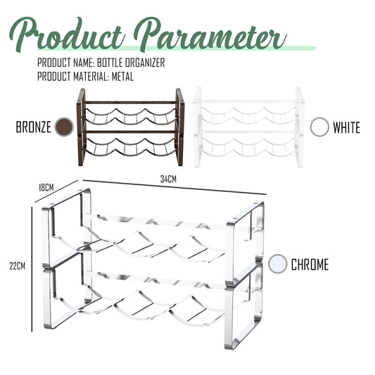 Locaupin Water Bottle Organizer Kitchen Countertop Display Stand Cabinet Shelf Storage Space Saver Metal Rack Soda Can Holder