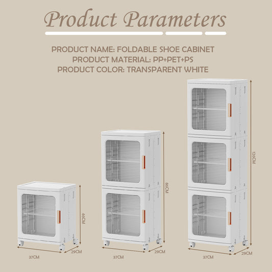 Locaupin Foldable Shoe Cabinet Covered Storage Box Dustproof Wardrobe Organizer For Entryway Bedroom Hallway Display
