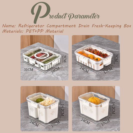 LOCAUPIN Food Container Washing Fruit Vegetable Storage Locking Lid Fridge Organizer Compartment