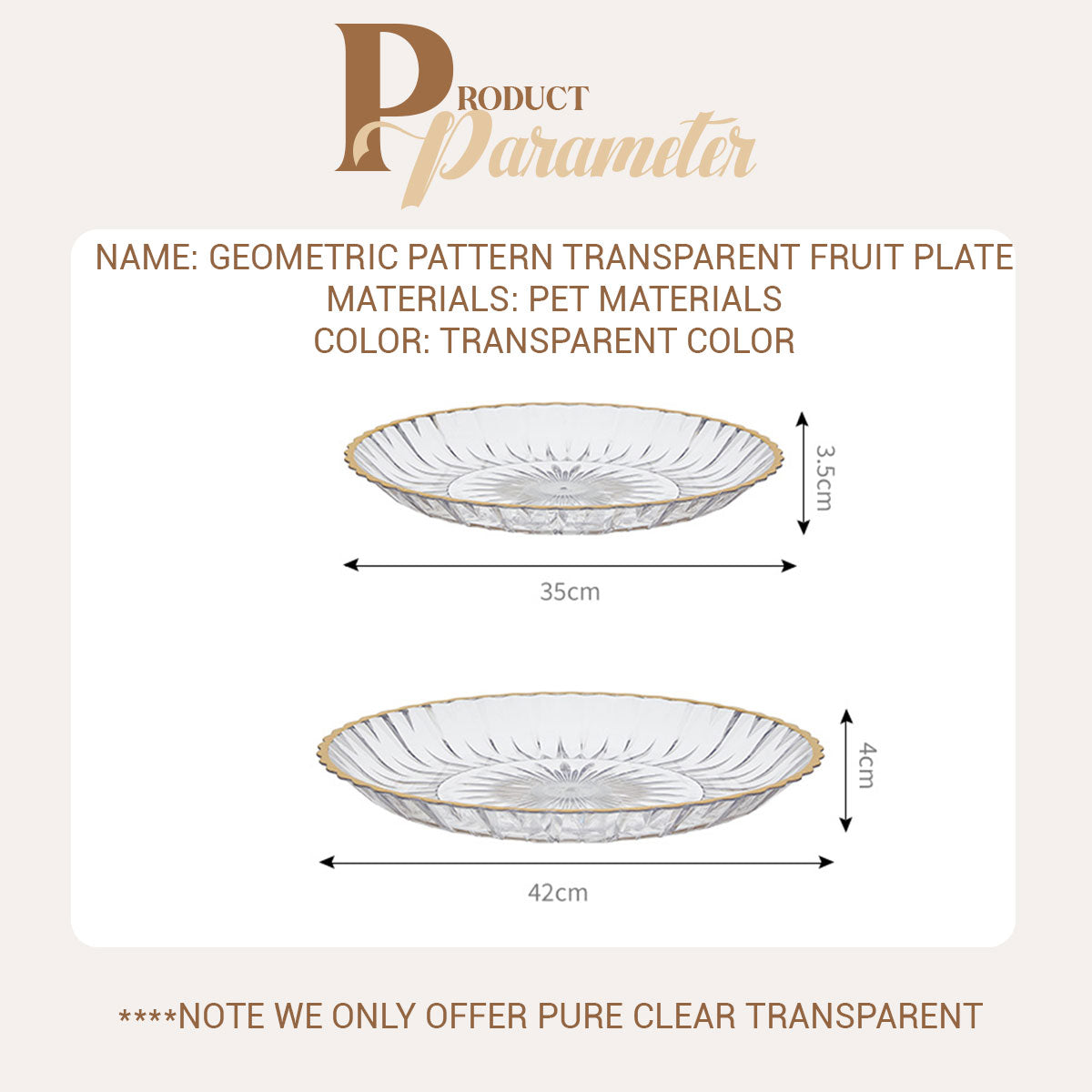 Locaupin Textured Clear Round Fruit Plate Snacks Food Bowl Platter Countertop Serving Dish Dessert Appetizer Tray