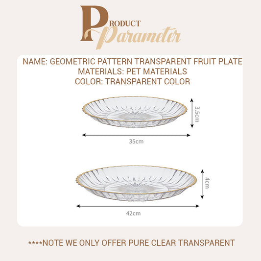 Locaupin Textured Clear Round Fruit Plate Snacks Food Bowl Platter Countertop Serving Dish Dessert Appetizer Tray
