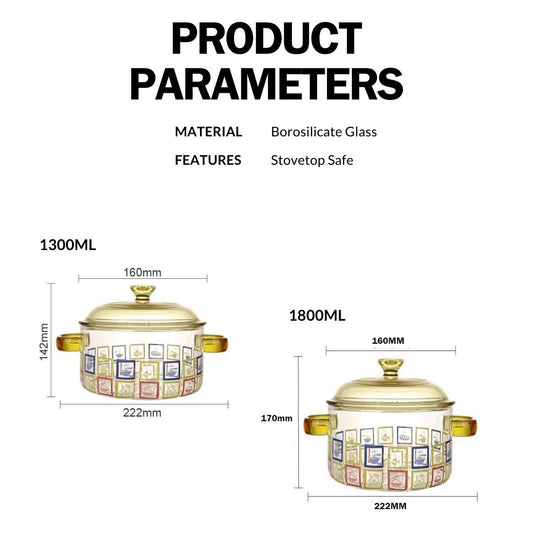 LOCAUPIN Glass Casserole Dish with Lid Microwavable Stovetop Safe Container Bowl Cooking Hot Pot