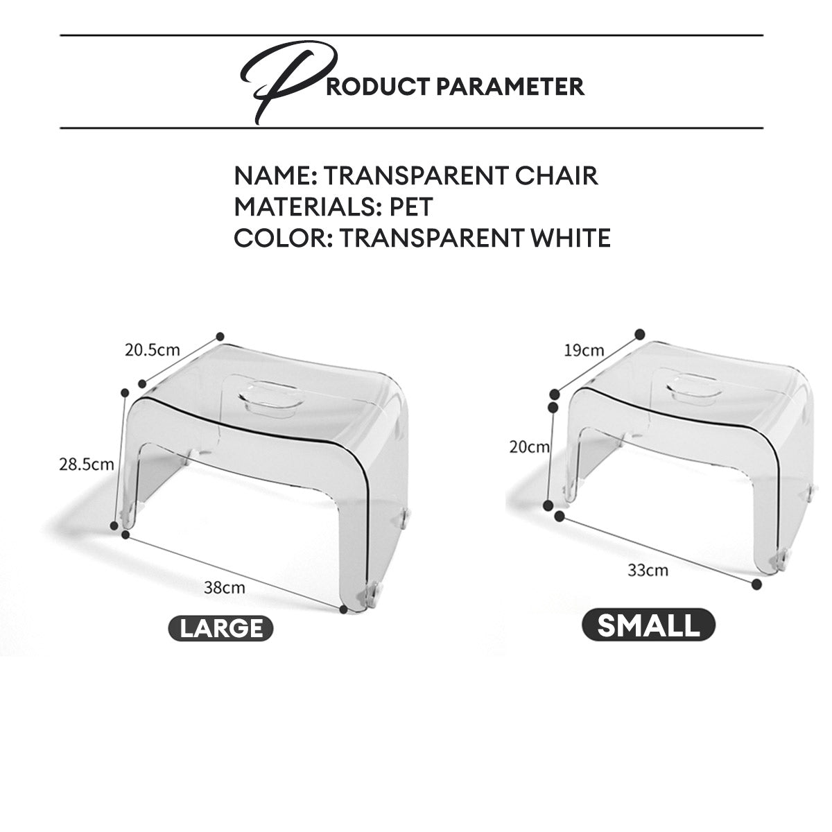 Locaupin Transparent Mini Chair Non Slip Waterproof Foot Step Stool Shower Low Bench Bathroom Seat