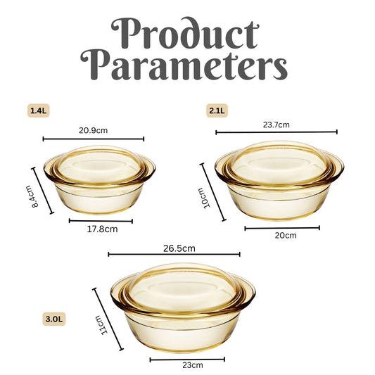 LOCAUPIN Borosilicate Glass Casserole Dual Use Covered Vintage Serving Dinner Soup Dish Bowl Lid