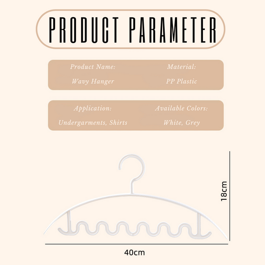 LOCAUPIN 5pcs Set Wavy Hanger Dress Tie Bras Closet Organizer Non Slip Laundry Drying Clothes Rack