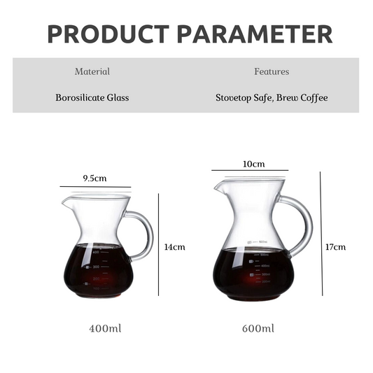 LOCAUPIN Borosilicate Glass Pour-Over Coffee Maker with Filter Manual Drip Brewer Christmas Gift