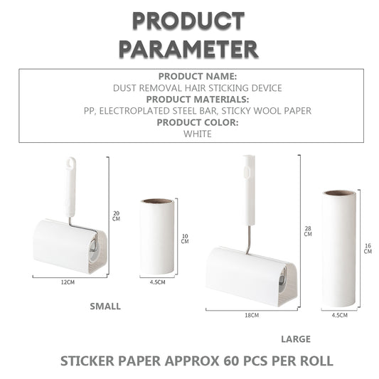Locaupin Lint Roller with Sticky Paper Dirt Remover Multi Surface Cleaning Pet Hair Carpet Sofa Bedding Couch Dust (FREE 2 Roll Sticky Paper)