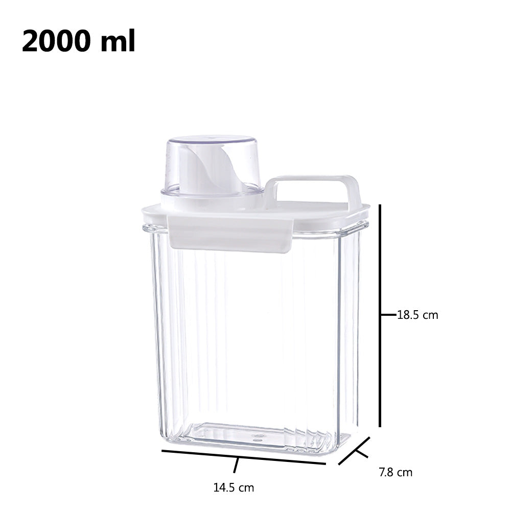 Multipurpose Jar Laundry Liquid Powder Detergent Dispenser Airtight Refill Container with Measuring Cup Lid