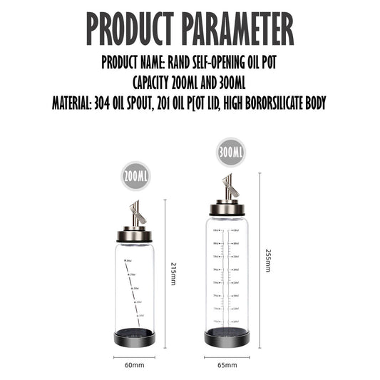 Locaupin Cooking Oil Dispenser Easy Pour Syrup Glass Container Liquid Seasoning Bottle Drizzler with Spout