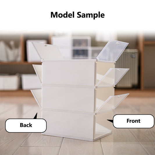 3pcs Set Stackable Shoe Box Cabinet Sneaker Organizer Dual Opening Dust Proof Display Case Bin