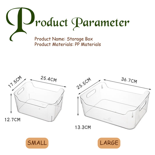 Locaupin Clear Storage Basket with Handle Multipurpose Countertop Bin Kitchen Pantry Cabinet Organizer Snack Food Container