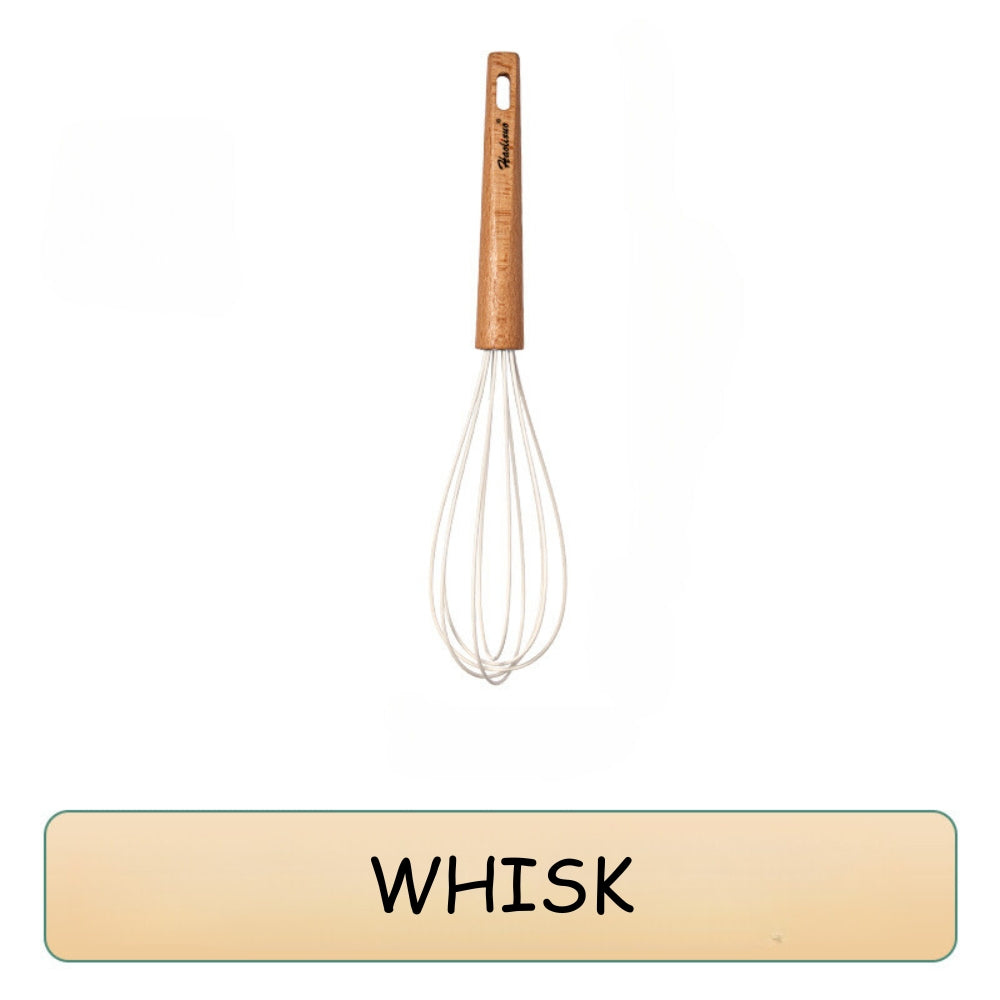 Locaupin High Quality Food Grade Silicone Cooking Utensils Kitchenware Spoon Ladle Turner With Wooden Handle Non Stick Cookware