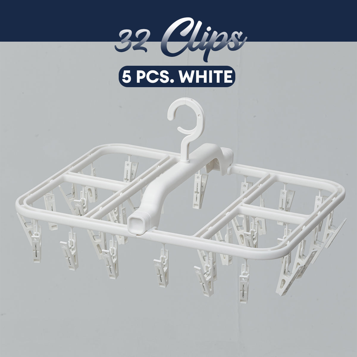 Locaupin Laundry Portable 12 Clips Folding Clothes Hanger Rotating Hook Socks Towel Undergarment Drying Rack