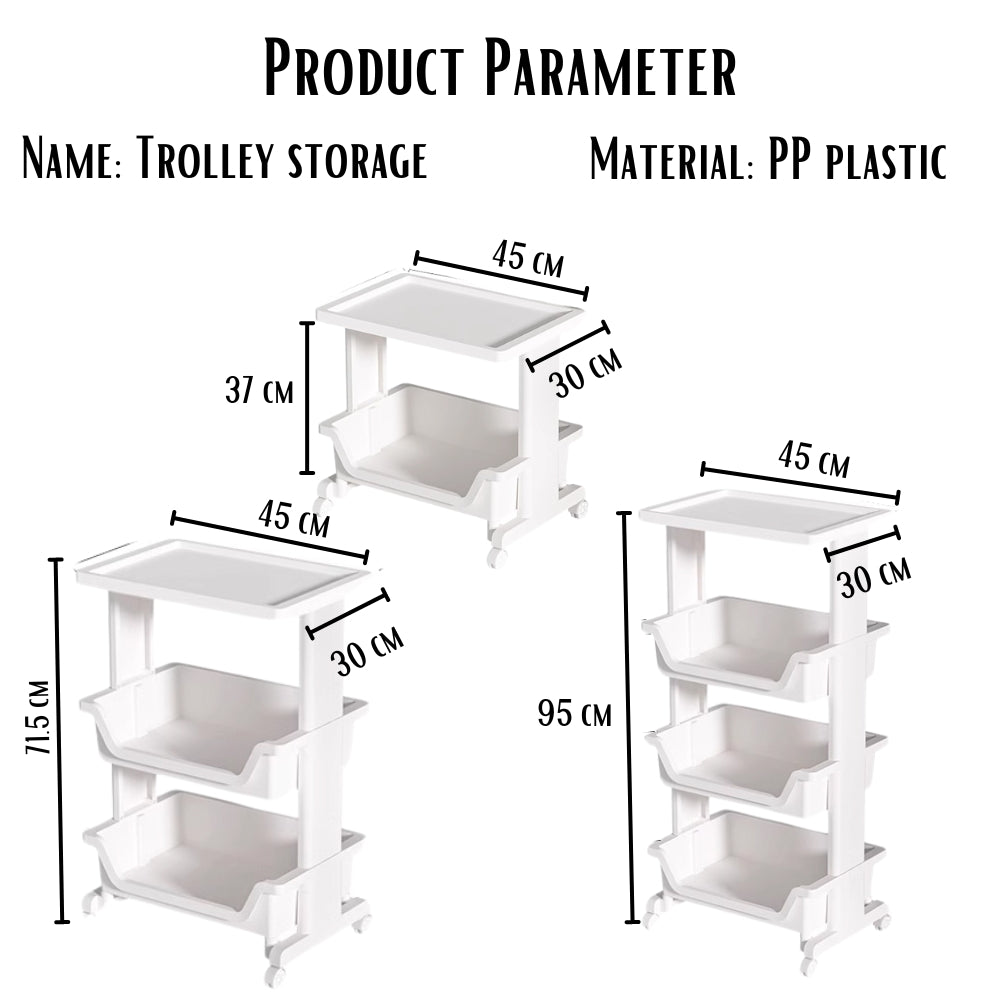 Locaupin Multifunctional Moving Storage Rack Side Table Organizer Bathroom Trolley with Wheel Utility Shelf Organizer For Kitchen