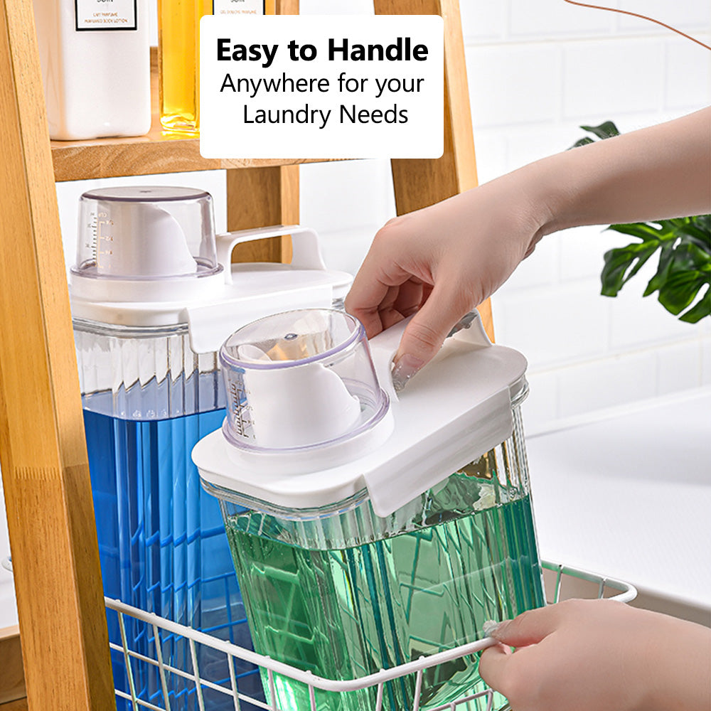 Multipurpose Jar Laundry Liquid Powder Detergent Dispenser Airtight Refill Container with Measuring Cup Lid
