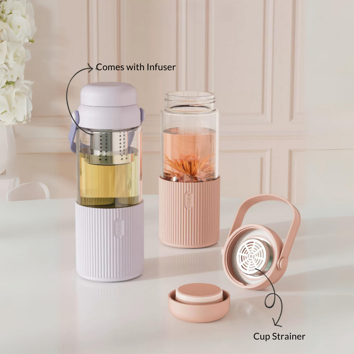 LOCAUPIN Tea Water Separation Infuser Bottle Brewer Glass Portable Tumbler Drink Gift for Women Mom