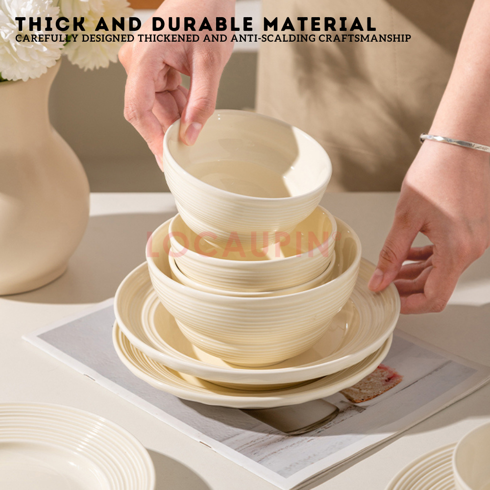 Locaupin Elegant Ceramic Nordic Style Tableware Minimalist and Cozy Look Dinnerware Perfect for any Special Occasion