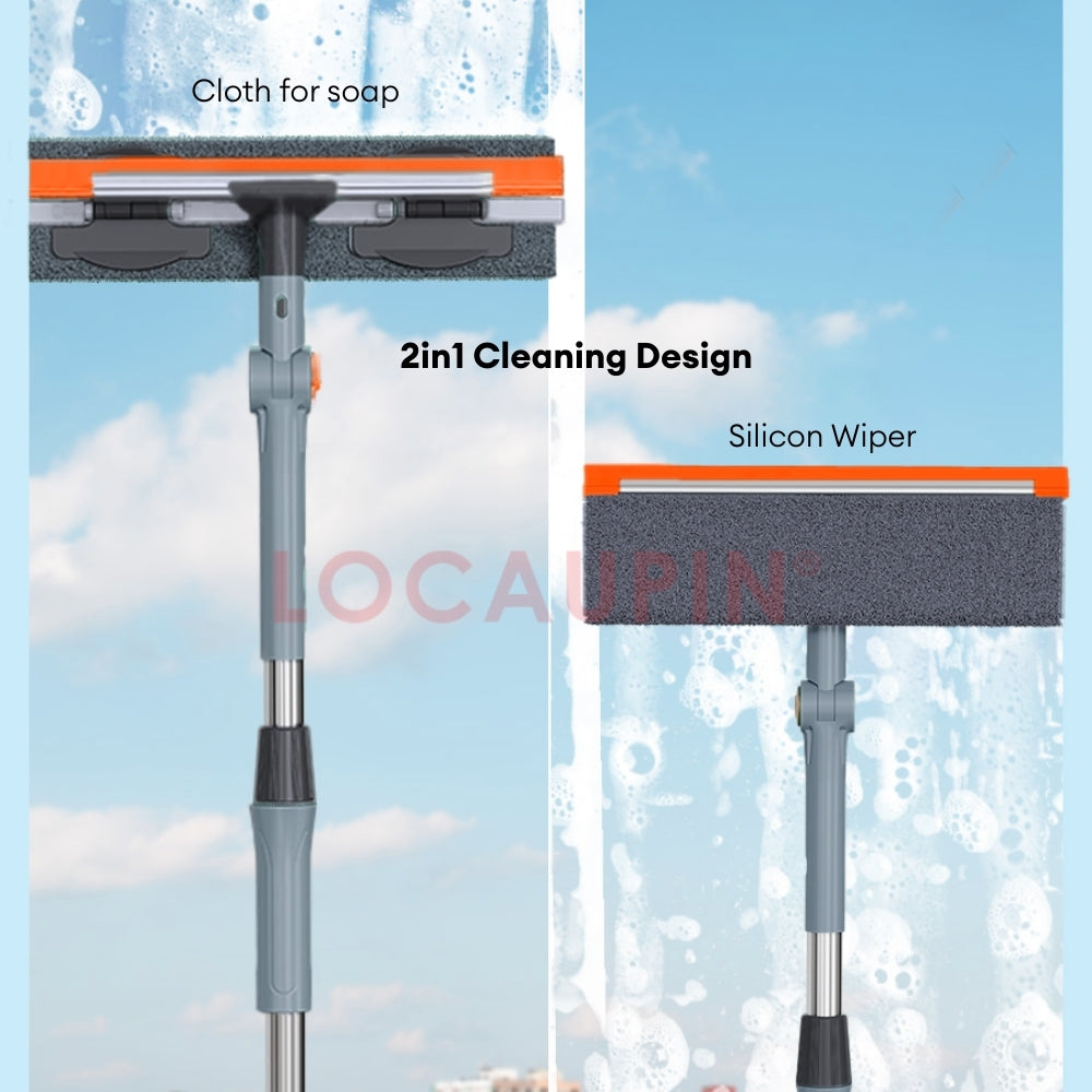 LOCAUPIN Window Glass Wiper Extendable Handle Window Cleaner Sponge Squeegees with Long Handle Household Cleaning Tools