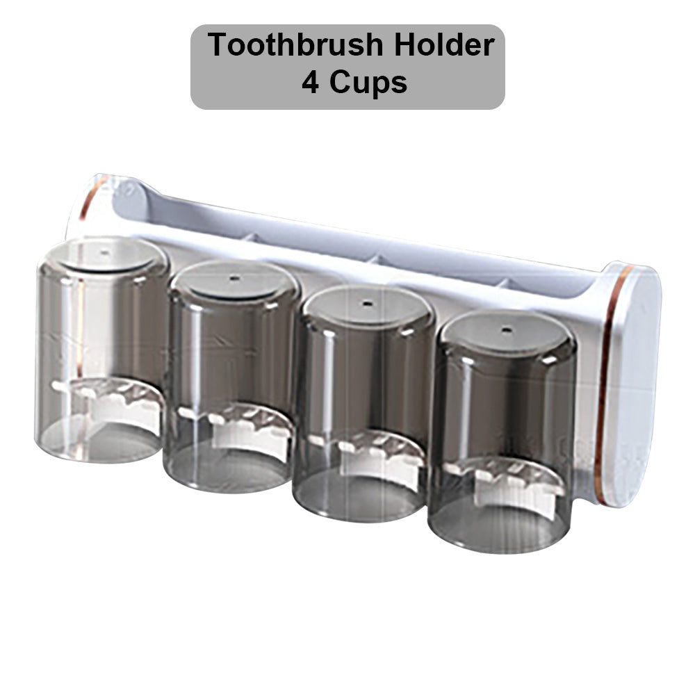 Locaupin Bathroom Organizer Wall Mounted Toothbrush Holder Cup Space Saving Multifunctional Toothpaste Comb Shampoo Storage Shelf