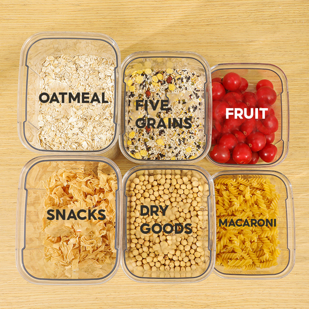 Locaupin Airtight Food Storage Container Leakproof Stackable Dry Cereal Jar Locking Lid Canister with Spoon Kitchen Pantry Organizer